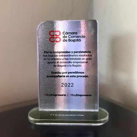 FyR ingenieros Ltda. Reconocimiento - Cámara de Comercio de Bogotá - 2022